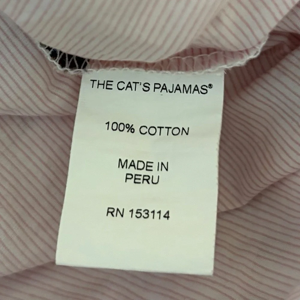 The Cats Pajamas Set L Pink Buddha Print 100% Cotton Button Top Pants
